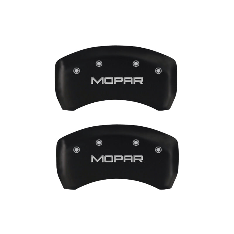 MGP 4 Caliper Covers Engraved Front & Rear MOPAR Red finish silver ch - Black Ops Auto Works