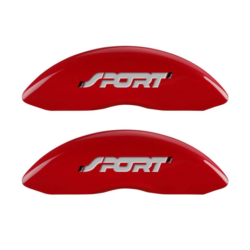 MGP 4 Caliper Covers Engraved Front & Rear No bolts/Sport Red finish silver ch - Black Ops Auto Works
