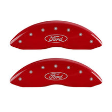 Load image into Gallery viewer, MGP 4 Caliper Covers Engraved Front &amp; Rear Oval logo/Ford Red finish silver ch - Black Ops Auto Works