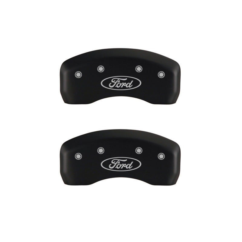 MGP 4 Caliper Covers Engraved Front & Rear Oval logo/Ford Red finish silver ch - Black Ops Auto Works