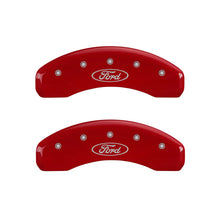 Load image into Gallery viewer, MGP 4 Caliper Covers Engraved Front &amp; Rear Oval logo/Ford Red finish silver ch - Black Ops Auto Works