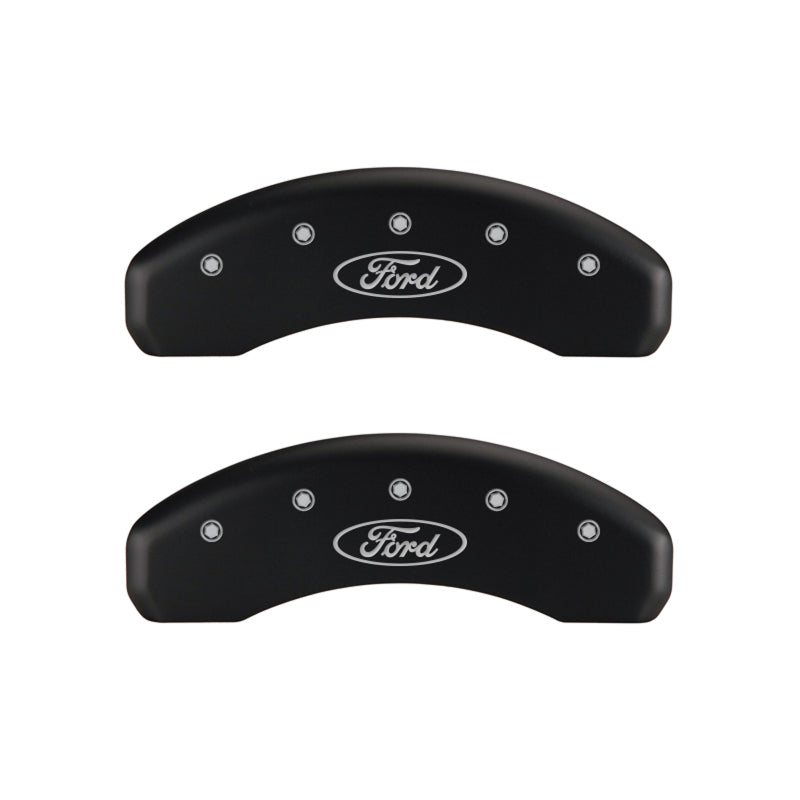MGP 4 Caliper Covers Engraved Front & Rear Oval logo/Ford Red finish silver ch - Black Ops Auto Works