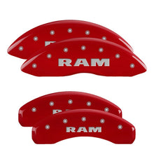 Load image into Gallery viewer, MGP 4 Caliper Covers Engraved Front &amp; Rear RAM Red finish silver ch - Black Ops Auto Works