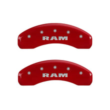 Load image into Gallery viewer, MGP 4 Caliper Covers Engraved Front &amp; Rear RAM Red finish silver ch - Black Ops Auto Works