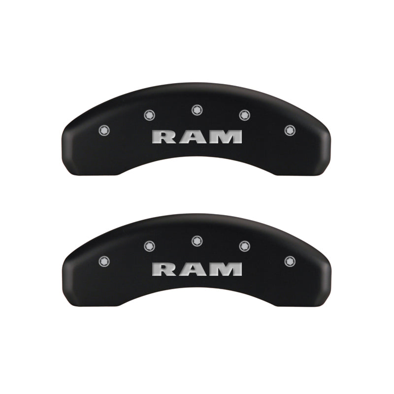 MGP 4 Caliper Covers Engraved Front & Rear RAM Red finish silver ch - Black Ops Auto Works