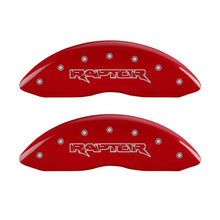 Load image into Gallery viewer, MGP 4 Caliper Covers Engraved Front &amp; Rear Raptor Red finish silver ch - Black Ops Auto Works