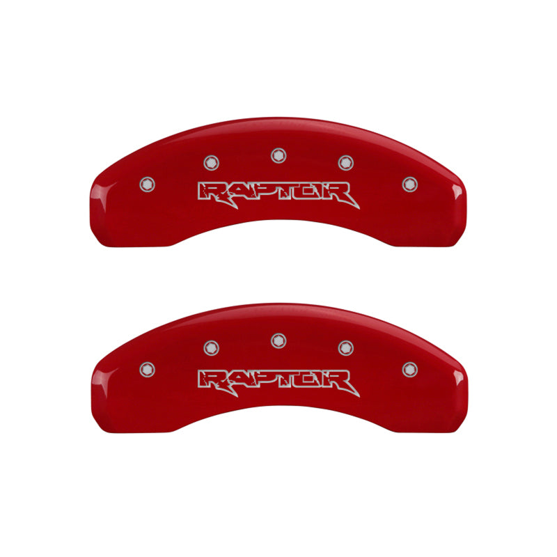 MGP 4 Caliper Covers Engraved Front & Rear Raptor Red finish silver ch - Black Ops Auto Works