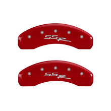 Load image into Gallery viewer, MGP 4 Caliper Covers Engraved Front &amp; Rear SSR Red finish silver ch - Black Ops Auto Works