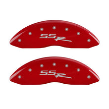 Load image into Gallery viewer, MGP 4 Caliper Covers Engraved Front &amp; Rear SSR Red finish silver ch - Black Ops Auto Works