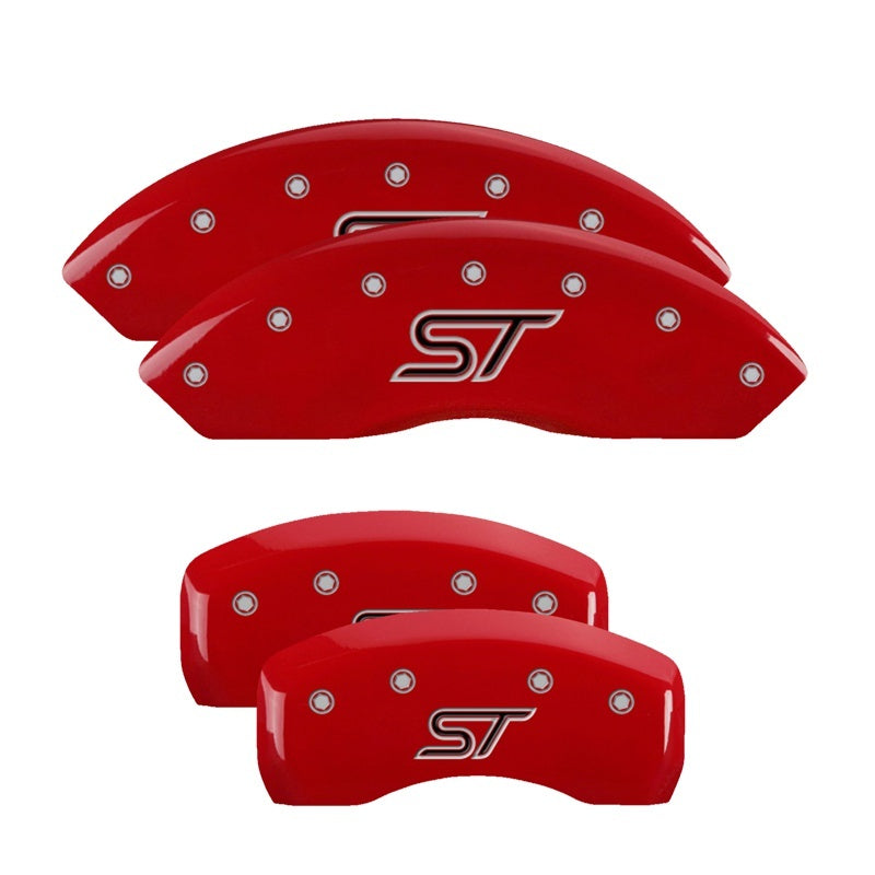 MGP 4 Caliper Covers Engraved Front & Rear ST Red finish silver ch - Black Ops Auto Works