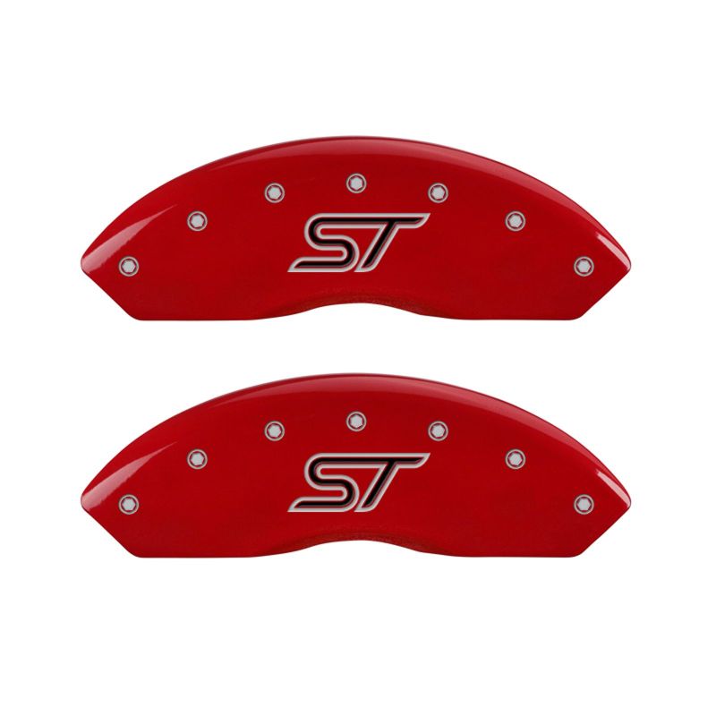 MGP 4 Caliper Covers Engraved Front & Rear ST Red finish silver ch - Black Ops Auto Works