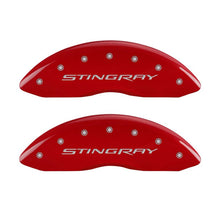 Load image into Gallery viewer, MGP 4 Caliper Covers Engraved Front &amp; Rear Stingray Red finish silver ch - Black Ops Auto Works