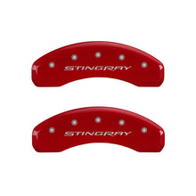 Load image into Gallery viewer, MGP 4 Caliper Covers Engraved Front &amp; Rear Stingray Red finish silver ch - Black Ops Auto Works