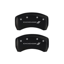 Load image into Gallery viewer, MGP 4 Caliper Covers Engraved Front &amp; Rear With stripes/Dodge Red finish silver ch - Black Ops Auto Works