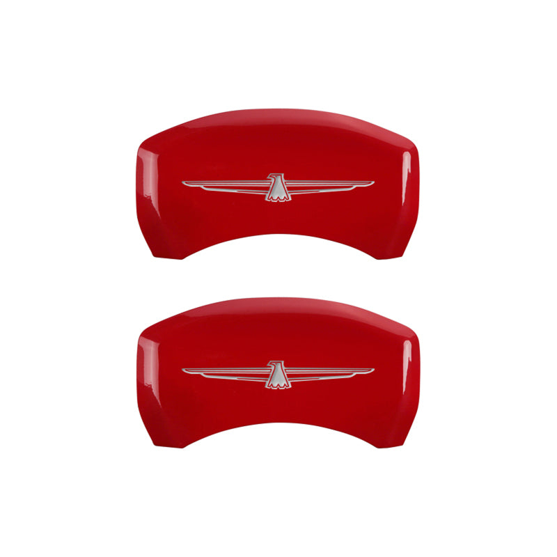 MGP 4 Caliper Covers Engrvd Front No bolts/Tbird Engrvd Rear/Tbird Emblem Red fnsh slvr ch - Black Ops Auto Works