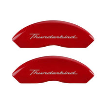 Load image into Gallery viewer, MGP 4 Caliper Covers Engrvd Front No bolts/Tbird Engrvd Rear/Tbird Emblem Red fnsh slvr ch - Black Ops Auto Works
