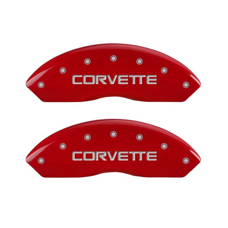 MGP 4 Caliper Covers Gloss Red Engraved with Corvette C4 (Full Kit 4 Pieces) - Black Ops Auto Works