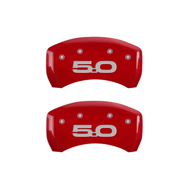 MGP 4 Caliper Covers Engraved Front 2015/Mustang Engraved Rear 2015/50 Red finish silver ch - MGP 10201SM52RD
