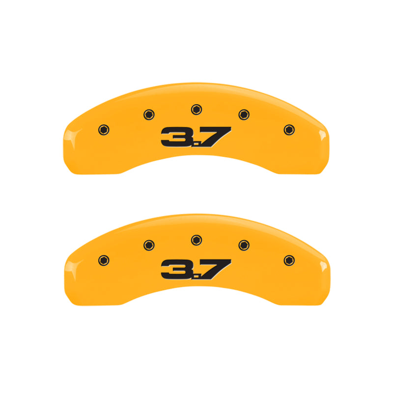 MGP 4 Caliper Covers Engraved Front 2015/Mustang Engraved Rear 2015/Bar & Pony Black finish slvr ch - MGP 10202SMB2BK