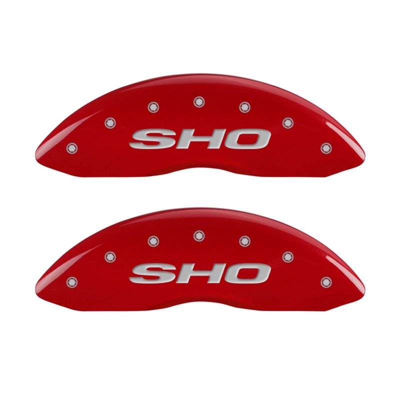 MGP 4 Caliper Covers Engraved Front & Rear SHO Red finish silver ch - MGP 10222SSHORD