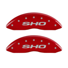Load image into Gallery viewer, MGP 4 Caliper Covers Engraved Front &amp; Rear SHO Red finish silver ch - MGP 10222SSHORD