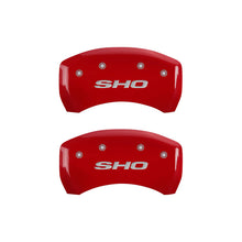 Load image into Gallery viewer, MGP 4 Caliper Covers Engraved Front &amp; Rear SHO Red finish silver ch - MGP 10222SSHORD