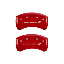 Load image into Gallery viewer, MGP 4 Caliper Covers Engraved Front &amp; Rear With stripes/Challenger Red finish silver ch - MGP 12162SCL1RD