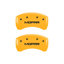 Load image into Gallery viewer, MGP 4 Caliper Covers Engraved Front &amp; Rear MOPAR Yellow finish black ch - MGP 12162SMOPYL