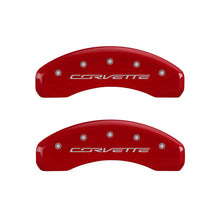 Load image into Gallery viewer, MGP 4 Caliper Covers Engraved Front &amp; Rear C7/Corvette Red finish silver ch - MGP 13084SCV7RD