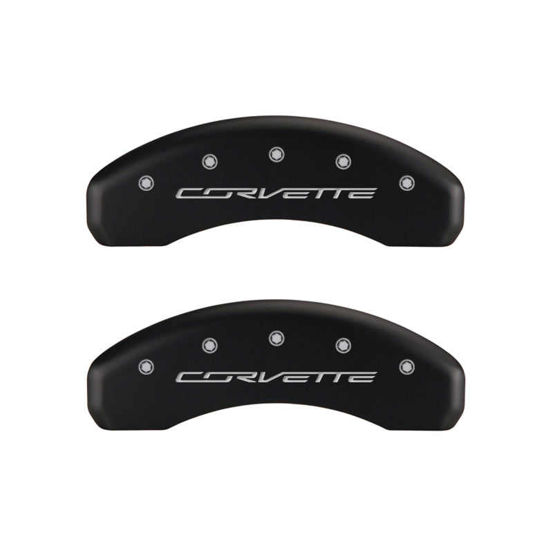 MGP 4 Caliper Covers Engraved Front & Rear C7/Corvette Red finish silver ch - MGP 13084SCV7RD