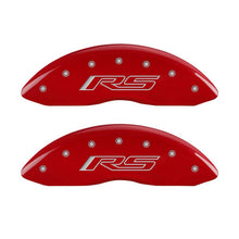 Load image into Gallery viewer, MGP 4 Caliper Covers Engraved Front &amp; Rear Gen 5/RS Red finish silver ch - MGP 14033SRS5RD