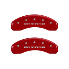 Load image into Gallery viewer, MGP 4 Caliper Covers Engraved Front &amp; Rear Gen 5/Camaro Red finish silver ch - MGP 14036SCA5RD
