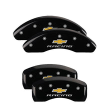 Load image into Gallery viewer, MGP 4 Caliper Covers Engraved Front &amp; Rear Impala Black finish silver ch - MGP 14223SIMPBK