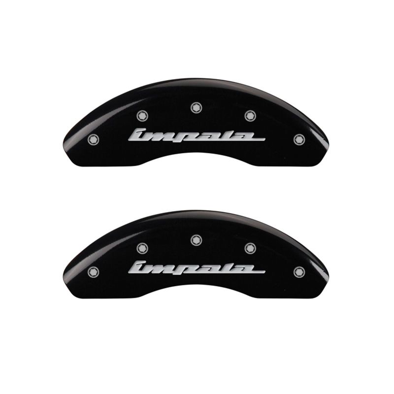 MGP 4 Caliper Covers Engraved Front & Rear Impala Black finish silver ch - MGP 14223SIMPBK
