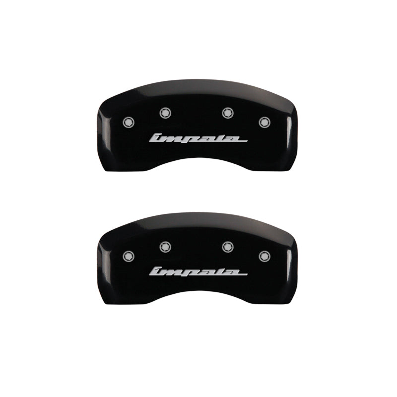 MGP 4 Caliper Covers Engraved Front & Rear Impala Black finish silver ch - MGP 14223SIMPBK