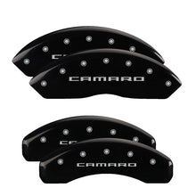 Load image into Gallery viewer, MGP 4 Caliper Covers Engraved Front &amp; Rear Gen 5/Camaro Black finish silver ch - MGP 14240SCA5BK