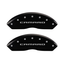 Load image into Gallery viewer, MGP 4 Caliper Covers Engraved Front &amp; Rear Gen 5/Camaro Black finish silver ch - MGP 14240SCA5BK