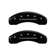 Load image into Gallery viewer, MGP 4 Caliper Covers Engraved Front &amp; Rear Gen 5/Camaro Black finish silver ch - MGP 14240SCA5BK