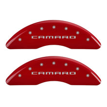 Load image into Gallery viewer, MGP 4 Caliper Covers Engraved Front &amp; Rear Gen 5/Camaro Red finish silver ch - MGP 14241SCA5RD