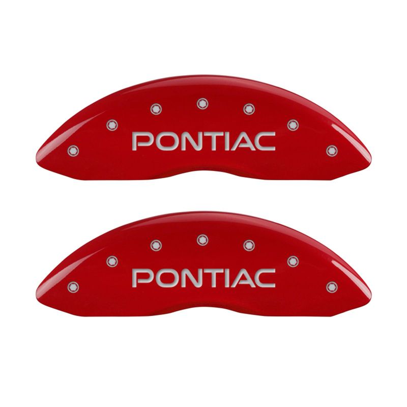 MGP 4 Caliper Covers Engraved Front Pontiac Engraved Rear G8 Red finish silver ch - MGP 18011SPG8RD