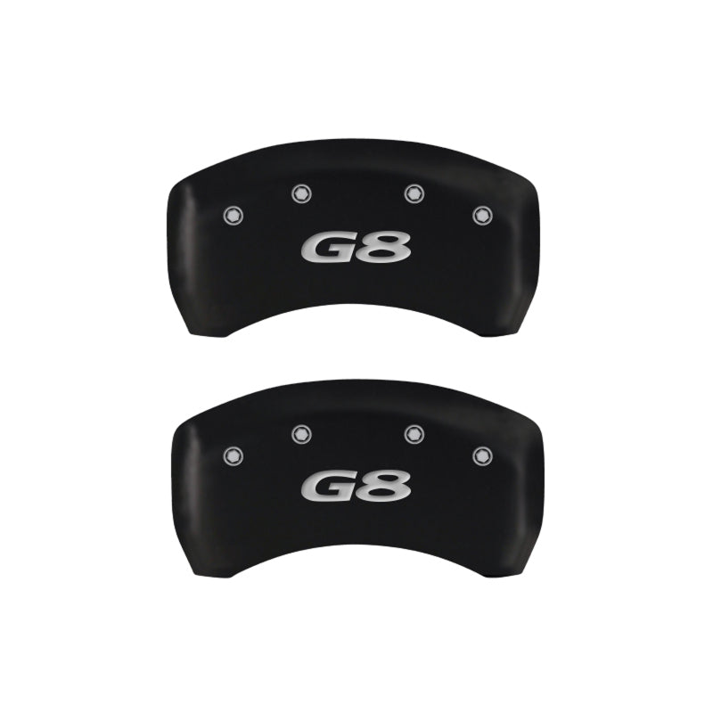 MGP 4 Caliper Covers Engraved Front Pontiac Engraved Rear G8 Red finish silver ch - MGP 18011SPG8RD