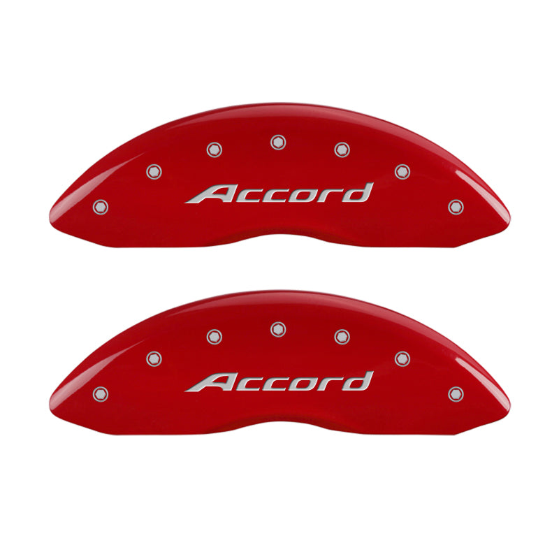 MGP 4 Caliper Covers Engraved Front Accord Engraved Rear Accord Red finish silver ch - MGP 20219SACCRD