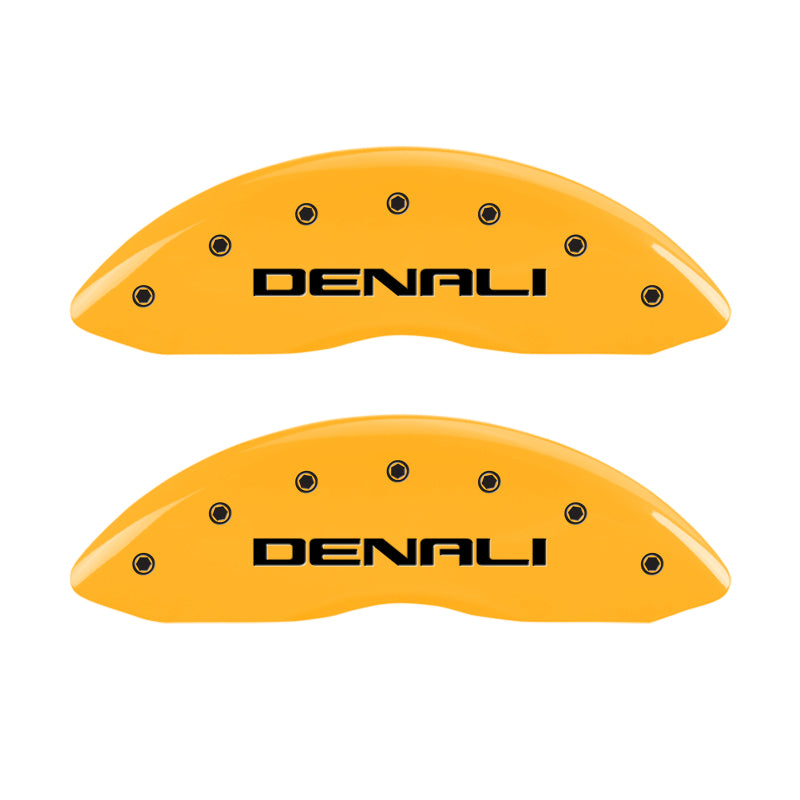 MGP 4 Caliper Covers Engraved Front & Rear Denali Yellow finish black ch - MGP 34015SDNLYL