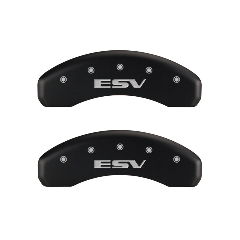 MGP 4 Caliper Covers Engraved Front Escalade Engraved Rear ESV Red finish silver ch - MGP 35015SESVRD