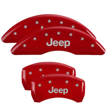 Load image into Gallery viewer, MGP 4 Caliper Covers Engraved Front &amp; Rear JEEP Red finish silver ch - MGP 42012SJEPRD