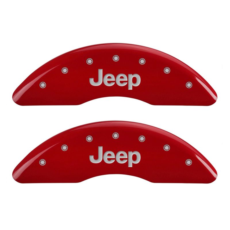 MGP 4 Caliper Covers Engraved Front & Rear JEEP Red finish silver ch - MGP 42012SJEPRD