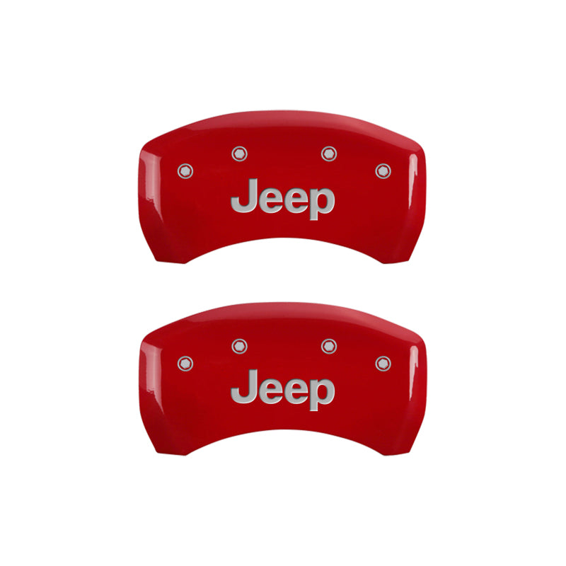 MGP 4 Caliper Covers Engraved Front & Rear JEEP Red finish silver ch - MGP 42012SJEPRD