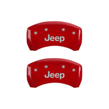 Load image into Gallery viewer, MGP 4 Caliper Covers Engraved Front &amp; Rear JEEP Red finish silver ch - MGP 42013SJEPRD