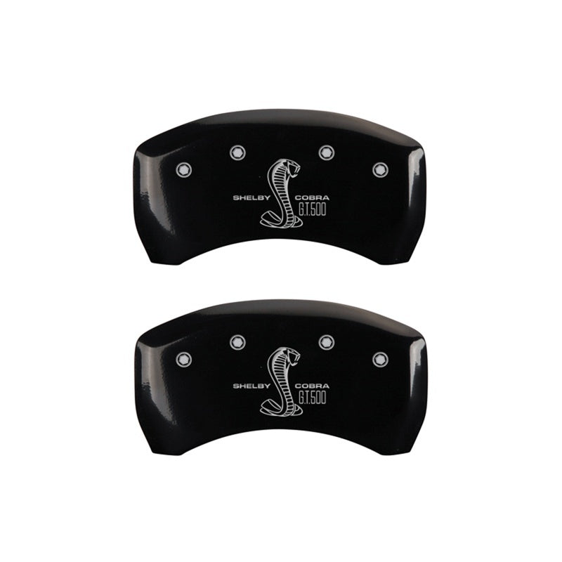 MGP Rear set 2 Caliper Covers Engraved Rear GT500 Shelby & Cobra Black finish silver ch - Black Ops Auto Works