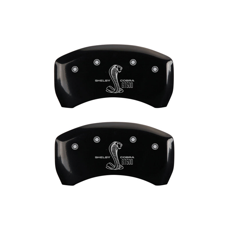 MGP Rear set 2 Caliper Covers Engraved Rear GT500 Shelby & Cobra Black finish silver ch - Black Ops Auto Works